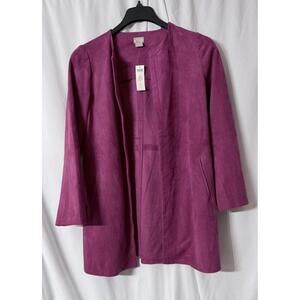 NWT Chicos Faux Suede Long Sleeve Leather Topper Open Jacket Shirt Size 0